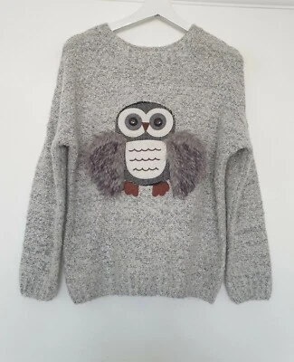 £4.50 • Buy Atmosphere Ladies Size 8 Grey Owl Jumper Good Clean Condition 