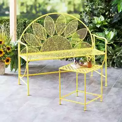 SUNFLOWER Metal Garden BENCH Or TABLE Chair Outdoor Patio Porch Deck Furniture • $249.98