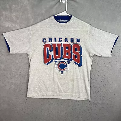 Vintage 90s Trench Chicago Cubs MLB Baseball T Shirt Adult Large Gray Mens • $19.99