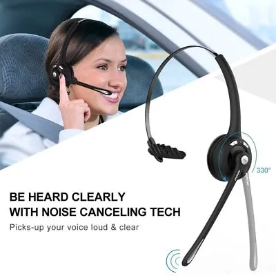 Mpow Trucker Driver Bluetooth Headset Call Center Headset Wireless Headphone Mic • £18.99