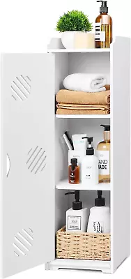 Small Bathroom Storage Cabinet White Waterproof Storage Cabinet Narrow Storage • $70.62