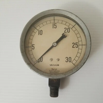 $14.99 • Buy Vintage Marsh Instrument Co. Vacuum Gauge 0 - 30 