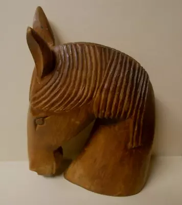 Vintage Hand Carved Wood Horse Head Figurine - 4 1/2  Tall • $2.50