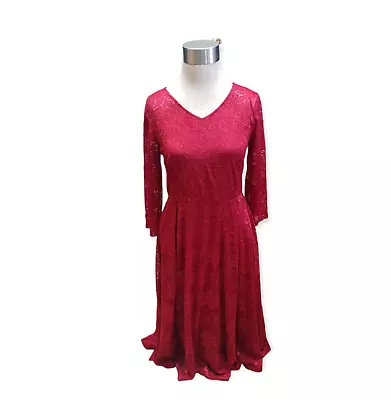 Red Noctflos Mid Length Dress Size Medium Lace New With Tags Long Sleeves • $20