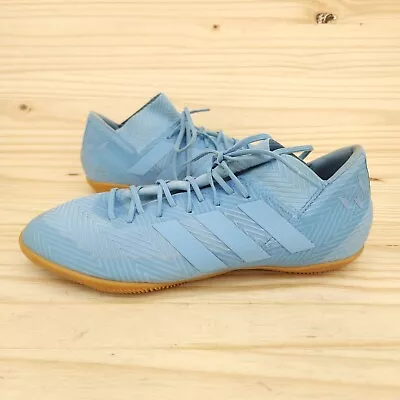 Adidas Messi Mens Indoor Soccer Cleats Sz 9 Ash Blue Gum Lace Up Sneakers • $44.94