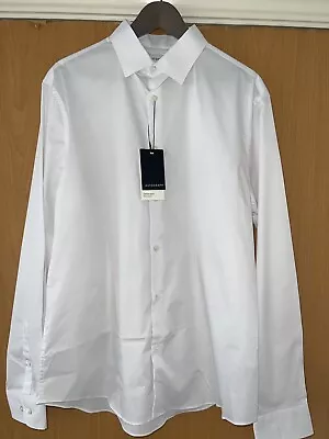 M&s Autograph Mens White Slim Fit Stretch Long Sleeve Shirt  Size L 41-43” • £20