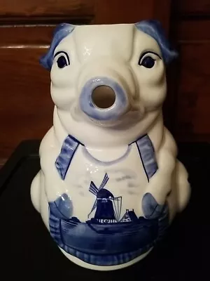 Delft Pig Pitcher Hand Painted DAlC Windmill • $28