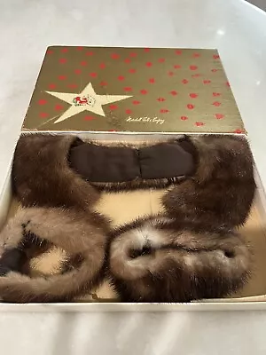 VTG Marshall Field's Uncle Mistletoe & Aunt Holly Christmas Box Mink Collar Cuff • $69.99