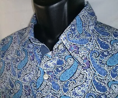 Cremuiex  Paisley Long Sleeve Shirt W Flip Cuffs SNAP BUTTONS XL SHIRT NWT • $34.99