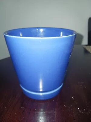 $11.95 • Buy Vintage Ceramic Garden Pot House Plant Pot Blue With Attached Saucer