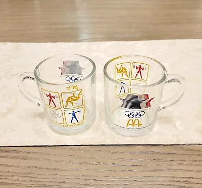 2 Vintage 1984 McDonalds Olympic Glass Coffee MUG Cup Los Angeles 10oz • $8.90