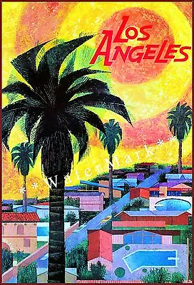 $21.58 • Buy Los Angeles California Vintage Poster Print Decor Palms Sun Travel Wall Art