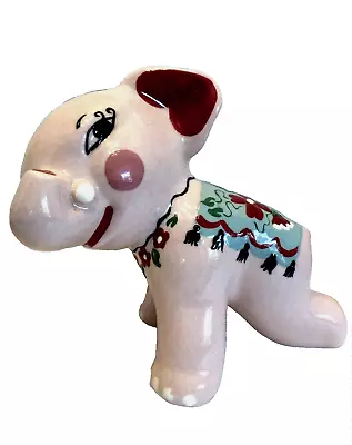 Vintage Kay Finch CA Pottery Pink Winking Baby Circus Elephant Ceramic Figurine • $45