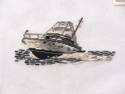 Madeira Pre-stitched Needlepoint Canvas:  Fishing Boat        Bm • $10