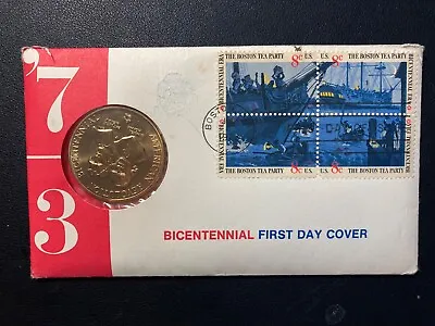 1973 Bicentennial First Day Cover Commemorative Medal & Stamps Adams & Henry • $4