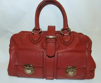 MARC JACOBS Red Leather Double Handle Venetia Satchel Handbag • $169.95