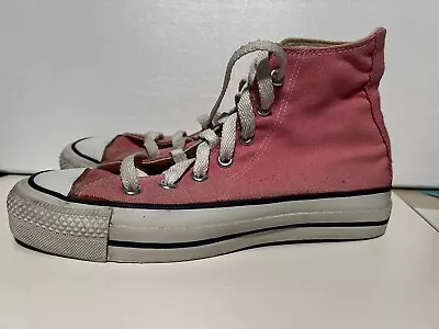 Vintage NOS 80s USA Made Converse Chuck Taylor High-tops PINK W7 M5 • $171.29