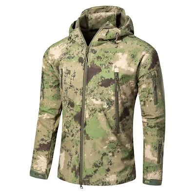 Men Fleece Softshell Camouflage Hunting Trekking Fishing Climb Waterproof Jacket • $28.41