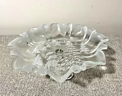 Mikasa Bon Bon Glass Christmas Pedistal Plate Frosted Christmas Story • $16