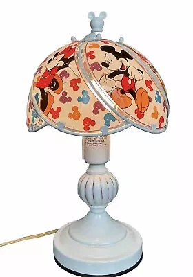 Vintage Disney Mickey & Minnie Mouse Glass Panel Touch Lamp • $100