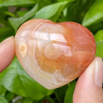 44G  Natural Red Agate Heart Shaped Quartz Crystal Gem Mineral Specimen Healing • $0.99