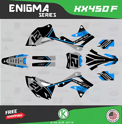 Graphics Kit For Kawasaki KX450F (2013-2015) KX 450F Enigma Series - Blue • $158.47