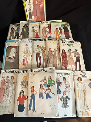 Vintage 1970s 80s Sewing Patterns Lot Complete Dresses Tops Wedding Skirts Vests • $26.49