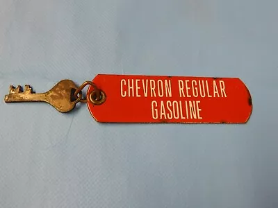 Vintage Porcelain Chevron Regular Gasoline Pump Tag Sign Key • $54