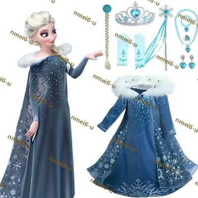 2023 Kids Girls Cosplay Elsa Costume Party Gifts Dress Up Outfit Fancy Frozen 2 • £17.58