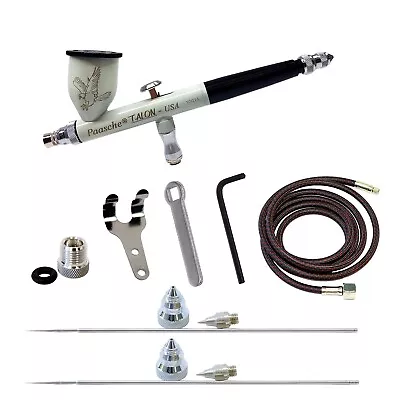 Paasche Talon White/Black Cerakote Coated Dbl Action Grav Feed Airbrush 3AS Set • $149