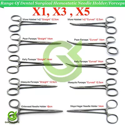 Dental Surgical Straight + Curved Hemostat Clamp Locking Forceps & Needle Holder • $6.38