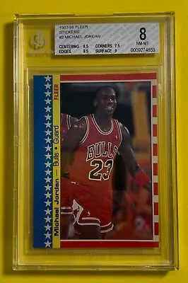 1987-88 Fleer Stickers #2 Michael Jordan Card ~ BGS 8 NM-MT     ~ 2 Of 11 • $224.99