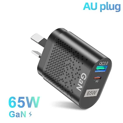 $24.95 • Buy 65W GaN Charger Type C PD USB QC 3.0 Fast Charging Wall Adapter