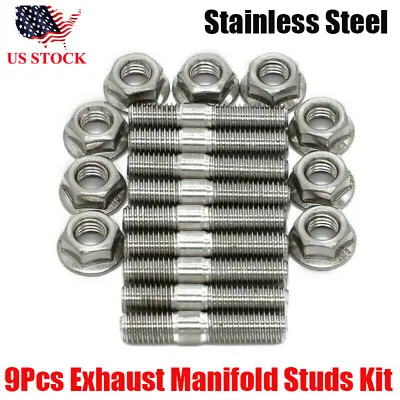 9PCS Exhaust Manifold Studs Kit For Honda  Acura B/D Series Civic Integra V3 B18 • $15.99