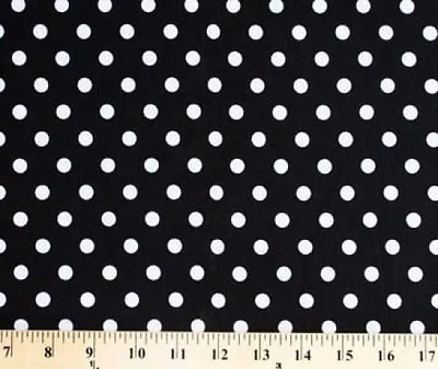 Original Design Matte' Jersey White Polka Dots On Black Fabric Print D453.02 • $7.99