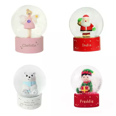 Personalised Bear Elf Santa Fairy Rocking Horse Ornament Snow Globe Christmas • £16.99