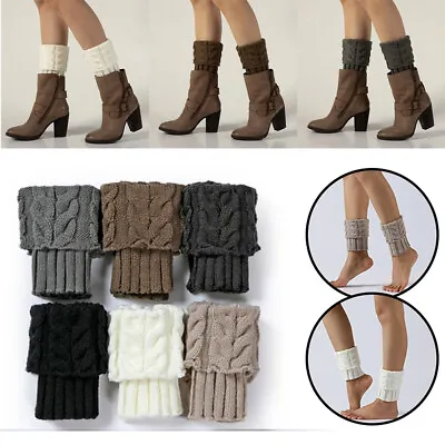 £4.07 • Buy Ladies Short Leg Warmers Crochet Cuffs Ankle Toppers Knitted Trim Boot Socks ~