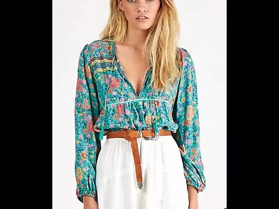 SPELL AND THE GYPSY Folk Town Blouse Turquoise Size S BNWT Unicorn Tears • $130