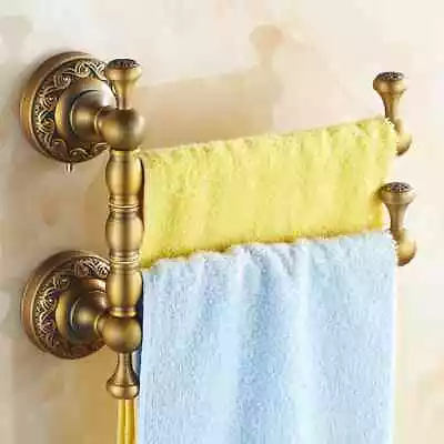 Swivel Towel Bar Antique Brass 2/3 Arm Swing Towel Rack Bathroom Wall Mounted • $54.59