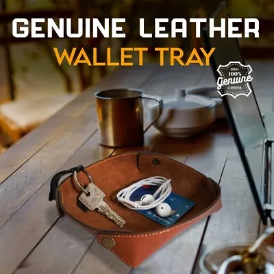 Leather Valet Tray Dresser Box Organizer Keys Phone Watch Bedside Storage Tray • $17.50