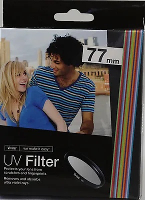 Vivitar UV 77MM Filter For Lenses XL1 10-20mm 3.5 70-200mm 100-400mm 17-35mm  • $14.99