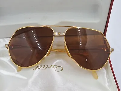 $522 • Buy Cartier Vendome Santos Sunglasses Aviator Vintage France Made Size 62-14-140 Mm