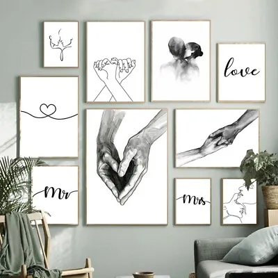 Nordic Love Poster Canvas Painting Wall Art Couple Gift Picture Room Home Decor • £5.01