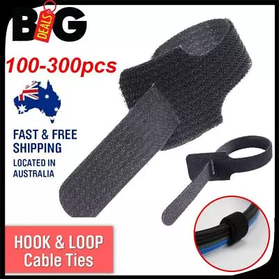 100-300pcs Reusable Cable Tie Nylon Hook Loop Strap Cord Ties PC TV Organiser # • $22.32