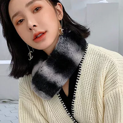 $16.80 • Buy Real Rex Rabbit Fur Collar Whole Pelt Fur Scarf Shawl Stole Wrap Neck Warmer