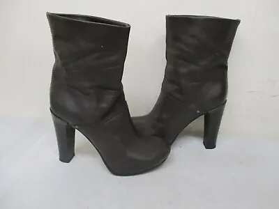 FORNARINA Italy Brown Leather High Heel Ankle Boots Womens Size 37 EUR • $29.95