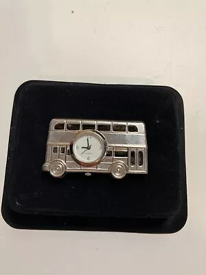 Silver Plated Miniature Desk Novelty Double Decker Bus Clock Fully Working • £11.49