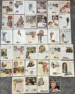 Vintage A&P Super Market Groceries Coffee Wives Tea Lot Of 34 Print Ads Read • $25