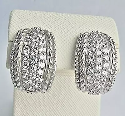 Judith Ripka 925 Sterling Silver Pav'e Cz Designer Dressy  Earrings • $98