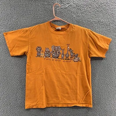 VINTAGE Toledo Zoo T Shirt Men Medium Orange Animals Zebra Graphic Funny 90s • $18.99